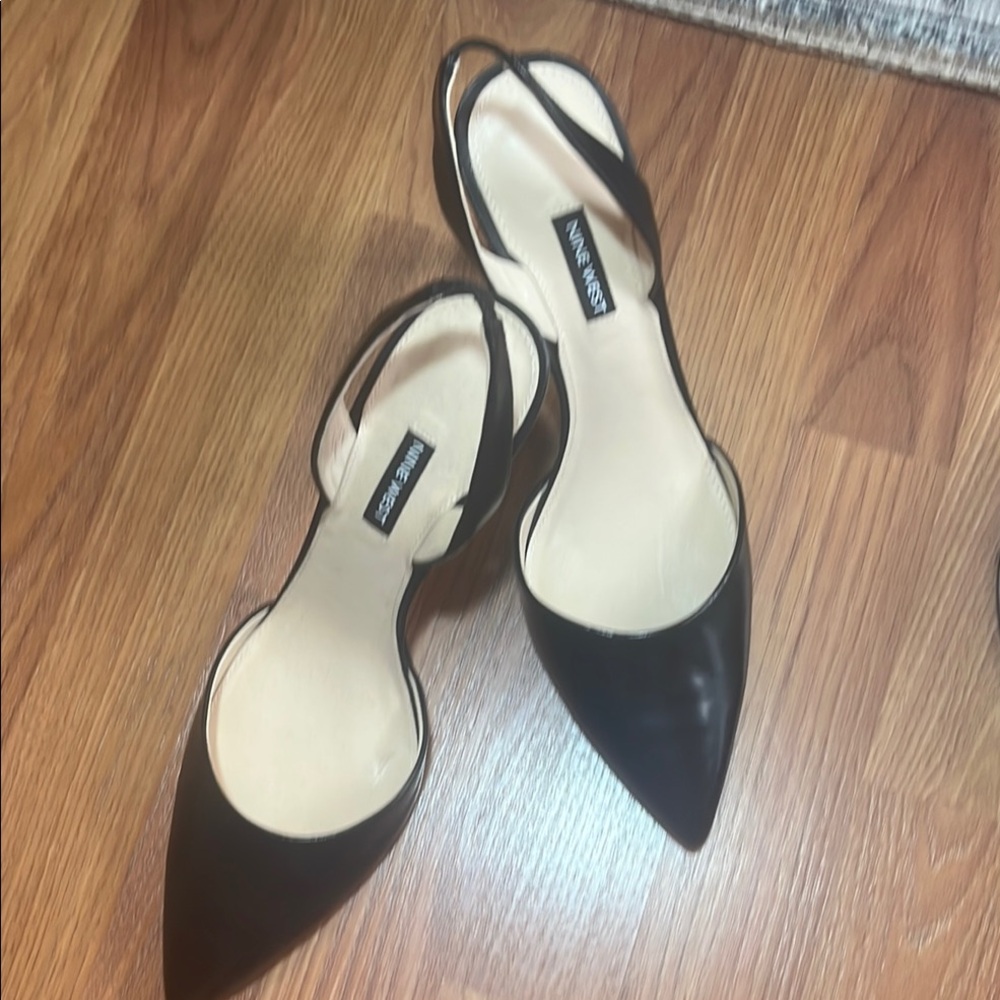 Nine West Black Pointed Slingback Heels
